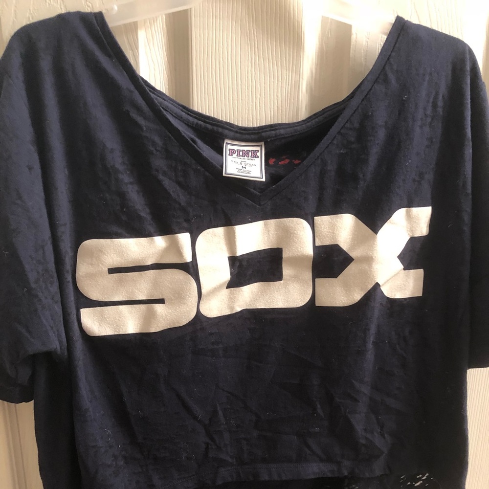 VS Pink 5th and Ocean White Sox Crop Top Medium